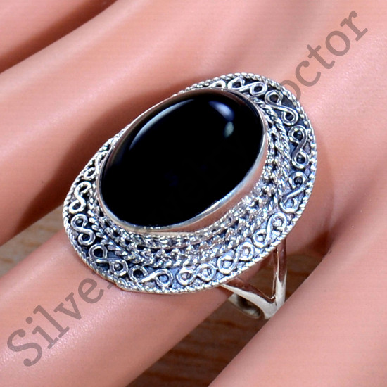 Beautiful 925 Sterling Silver Black Onyx Gemstone Jewelry Ring SJWR-1892