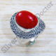 925 Sterling Silver Indian Handmade Coral Gemstone Jewelry Ring SJWR-1898