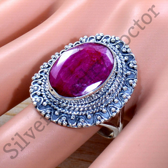 925 Sterling Silver Ruby Gemstone Light Weight Jewelry Ring SJWR-1906