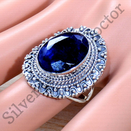 925 Sterling Silver Vintage Look Jewelry Sapphire Gemstone Ring SJWR-1909