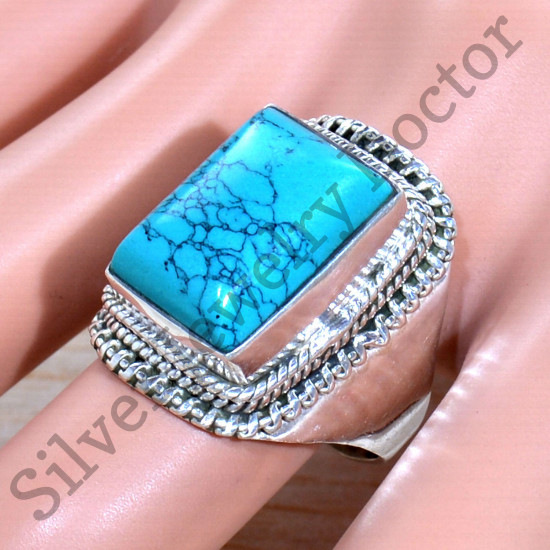 925 Sterling Silver Jewelry Casual Wear Turquoise Gemstone Ring SJWR-1938