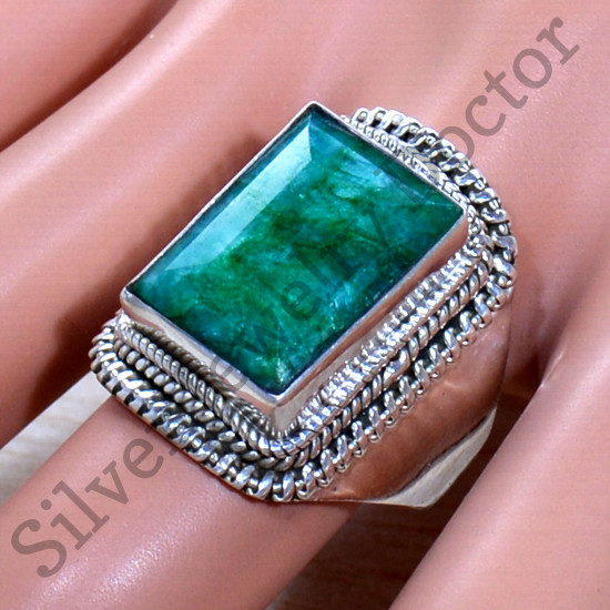 925 Sterling Silver Unique Jewelry Emerald Gemstone New Designer Ring SJWR-1941