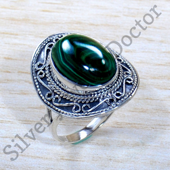 925 Sterling Silver Wholesale Price Jewelry Malachite Gemstone Ring SJWR-1971