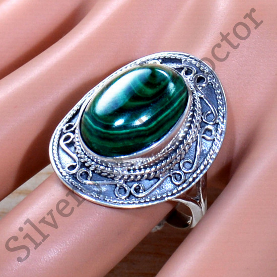 925 Sterling Silver Wholesale Price Jewelry Malachite Gemstone Ring SJWR-1971