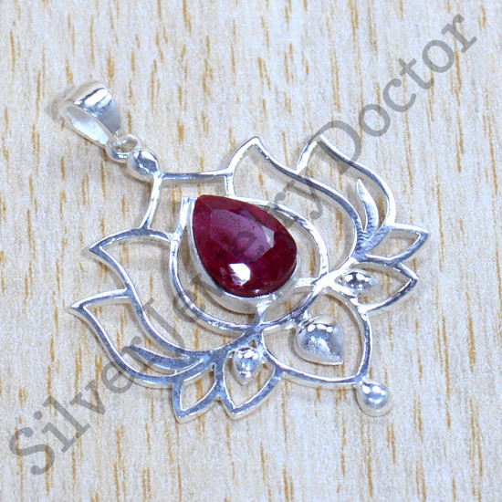 Ancient Look 925 Sterling Silver Ruby Gemstone Jewelry Pendant SJWP-1051