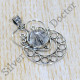 925 Real Sterling Silver Jewelry Black Rutile Gemstone Royal Pendant SJWP-1082