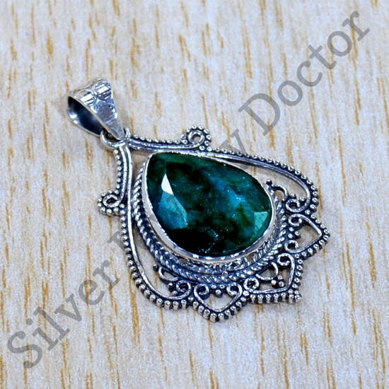 Royal Jewelry Emerald Gemstone 925 Sterling Silver New Pendant SJWP-1098