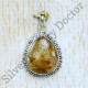 Authentic 925 Sterling Silver Jewelry Golden Rutile Gemstone Pendant SJWP-1141
