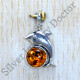 Beautiful Amber Gemstone 925 Sterling Silver Fancy Jewelry Pendant SJWP-1160