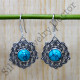 925 Real Sterling Silver Classic Jewelry Turquoise Gemstone Earring SJWE-809