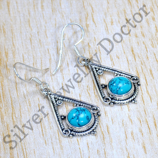 Anniversary Gift Turquoise Gemstone 925 Sterling Silver Jewelry Earring SJWE-813