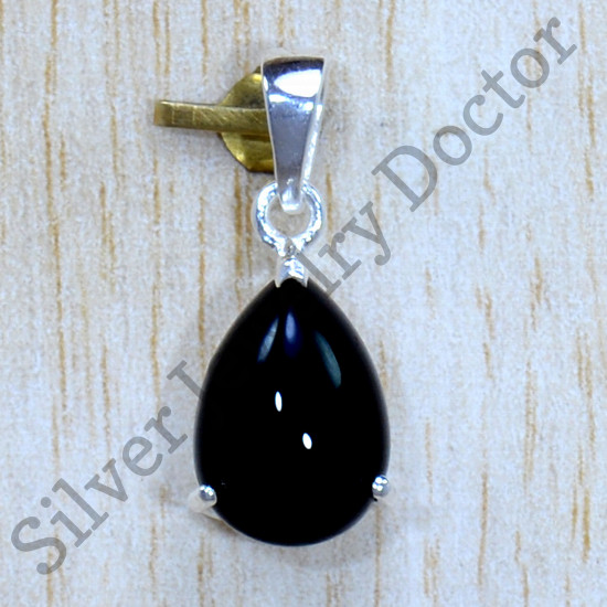 Black Onyx Gemstone Pure 925 Sterling Silver Jewelry Handmade Pendant SJWP-1165