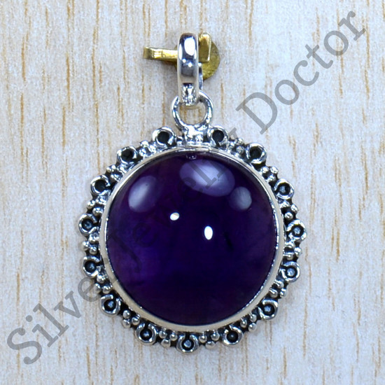 Ancient Look Jewelry Amethyst Gemstone 925 Sterling Silver Unique Pendant SJWP-1178
