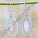 925 Sterling Silver Vintage Look Jewelry Rose Quartz Gemstone Earrings SJWE-826