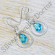 925 Sterling Silver Beautiful Jewelry Blue Topaz Gemstone Earrings SJWE-870
