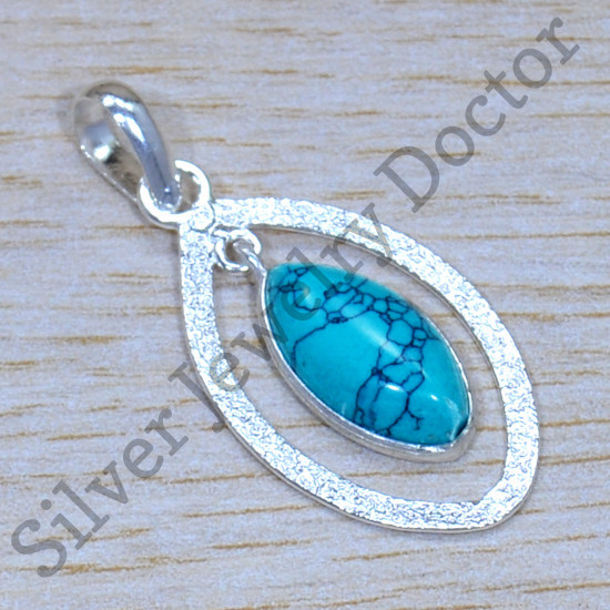 Antique Look Jewelry Turquoise Gemstone 925 Sterling Silver Pendant SJWP-1198