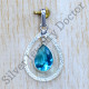 Authentic 925 Sterling Silver Blue Topaz Gemstone Jewelry Pendant SJWP-1210