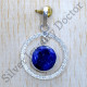 925 Sterling Silver Vintage Look Jewelry Sapphire Gemstone Pendant SJWP-1216