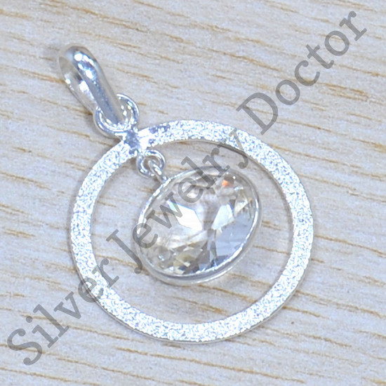 Antique Look Jewelry Crystal Gemstone 925 Sterling Silver Pendant SJWP-1229