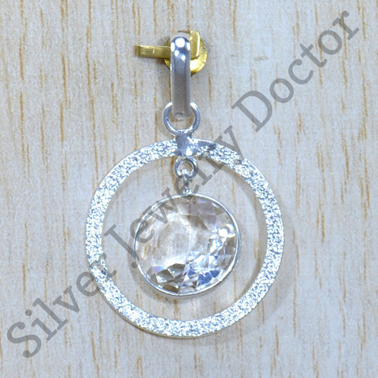Antique Look Jewelry Crystal Gemstone 925 Sterling Silver Pendant SJWP-1229