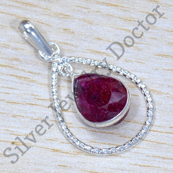 925 Pure Sterling Silver Traditional Jewelry Ruby Gemstone Pendant SJWP-1234