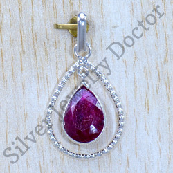 WHOLESALE 5PC 925 SOLID STERLING SILVER FACETED RED RUBY MIX PENDANT LOT U059 