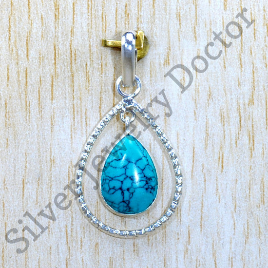 Turquoise Gemstone 925 Sterling Silver Indian Fashion Jewelry Pendant SJWP-1243