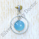 Vintage Look 925 Sterling Silver Jewelry Blue Chalcedony Gemstone Pendant SJWP-1261