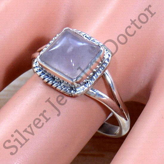 925 Sterling Silver Rose Quartz Gemstone Wedding Jewelry Finger Ring SJWR-1999