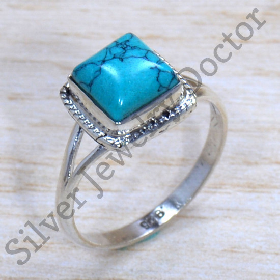Turquoise Gemstone 925 Pure Sterling Silver Jewelry Royal Ring SJWR-2004