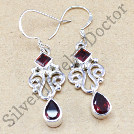 925 sterling silver garnet gemstone wholesale fancy jewelry earring WE-6207
