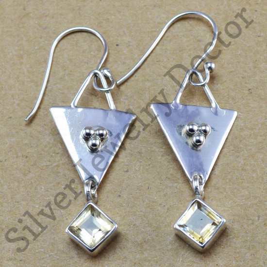 citrine gemstone 925 sterling silver jewelry beautiful earring WE-6211