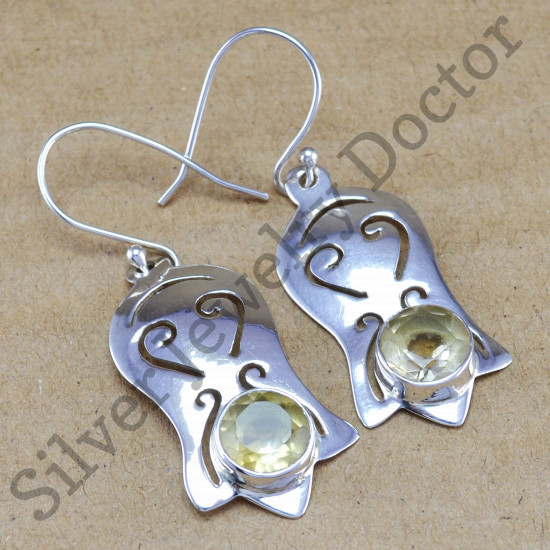 citrine gemstone 925 sterling silver jewelry casual wear earring WE-6220