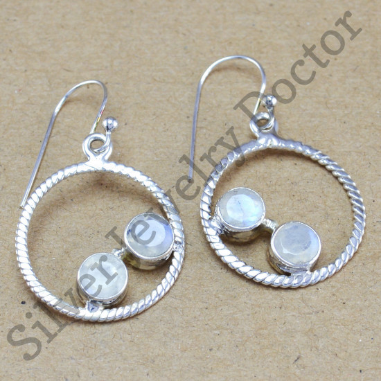925 sterling silver beautiful jewelry earring rainbow moonstone WE-6221