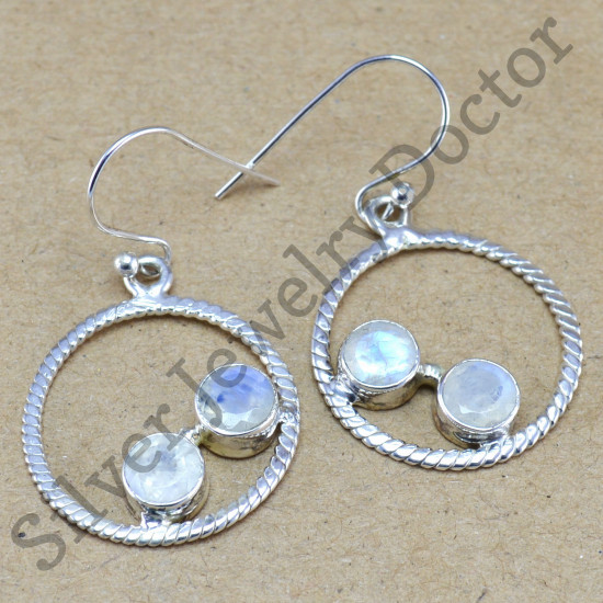 925 sterling silver beautiful jewelry earring rainbow moonstone WE-6221