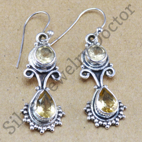 wholesale jewelry 925 sterling silver citrine gemstone nice earring WE-6222