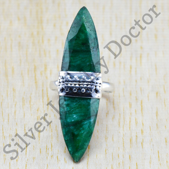 925 sterling silver jewelry emerald gemstone beautiful designer ring WR-6231