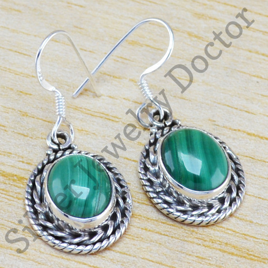 wholesale women jewelry 925 sterling silver malachite earring WE-6252