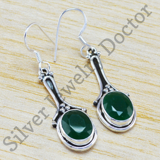 emerald gemstone 925 solid silver jewelry wholesale fine earring WE-6253