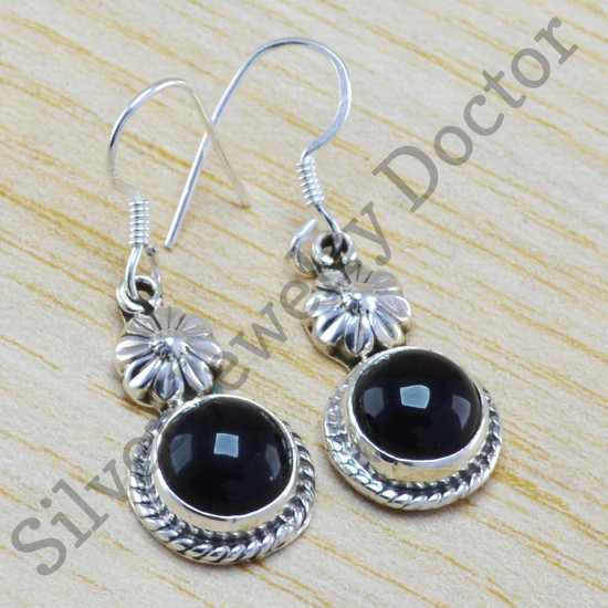 black onyx gemstone 925 sterling silver jewelry handmade earring WE-6255
