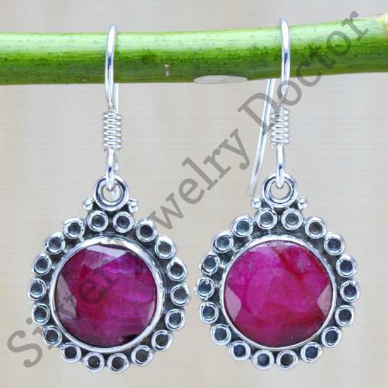 exclusive 925 real silver ruby gemstone beautiful jewelry earring WE-6259