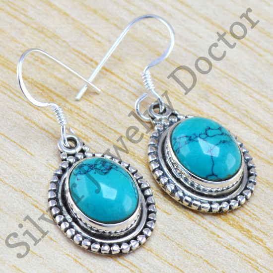 beautiful handmade jewelry 925 sterling silver turquoise gemstone earring WE-6260