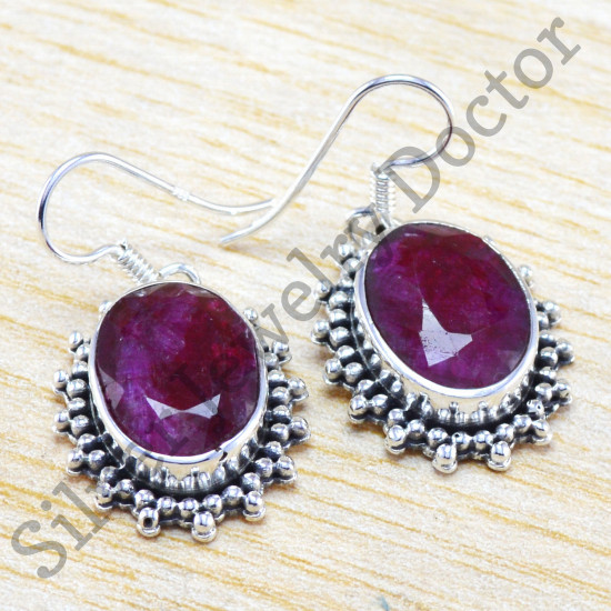 925 sterling silver wholesale jewelry beautiful ruby gemstone earring WE-6265