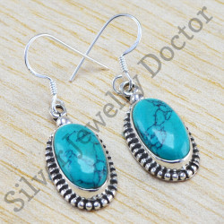 WHOLESALE 5PR 925 SOLID STERLING SILVER TURQUOISE MIX STONE HOOK EARRING LOT U54 