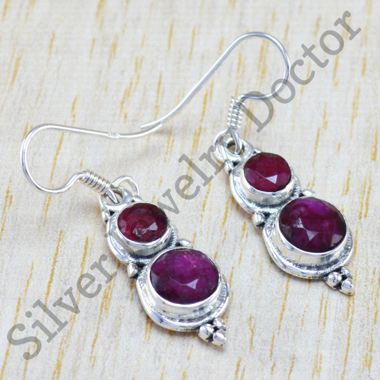 beautiful 925 sterling silver jewelry ruby gemstone fancy earring WE-6283