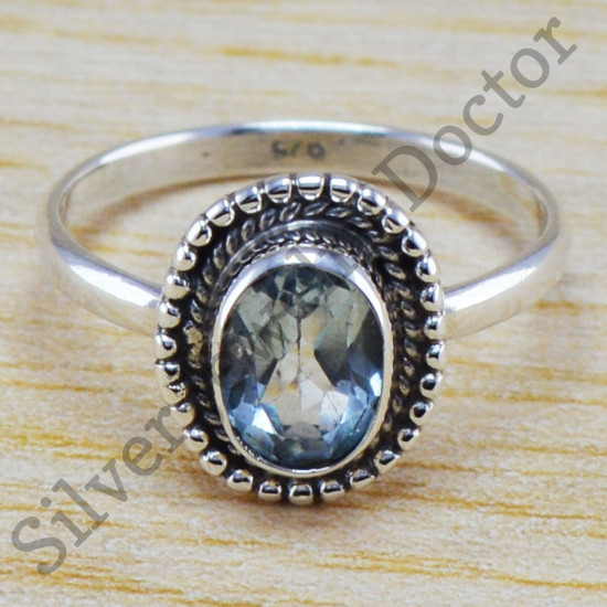 Beautiful Blue Topaz Gemstone 925 Sterling Silver Jewelry Ring WR-6319