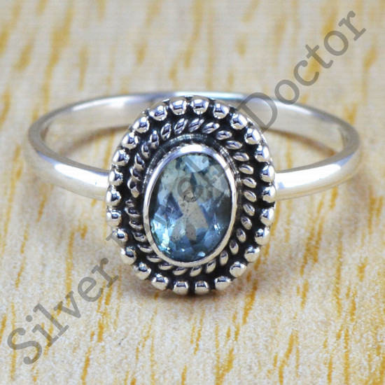 Factory Direct 925 Sterling Silver Wholesale Jewelry Blue Topaz Ring WR-6349