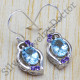 blue topaz and amethyst gemstone jewelry 925 sterling silver earring WE-6364