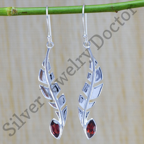 exclusive 925 sterling silver jewelry beautiful garnet gemstone earring WE-6382