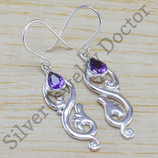 925 sterling silver royal jewelry amethyst gemstone new earring WE-6387